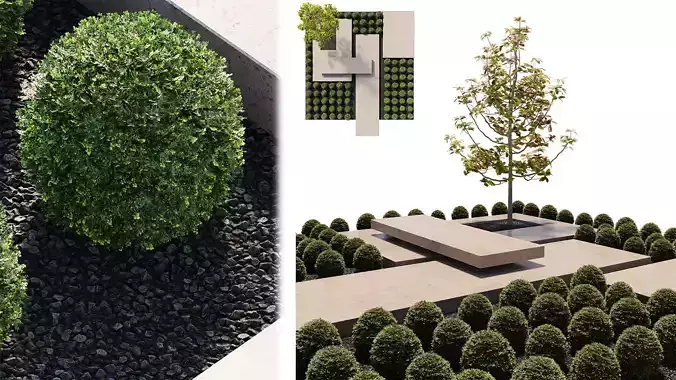 Modern Courtyard 01 - ChaosScatter - PBR - MidPoly