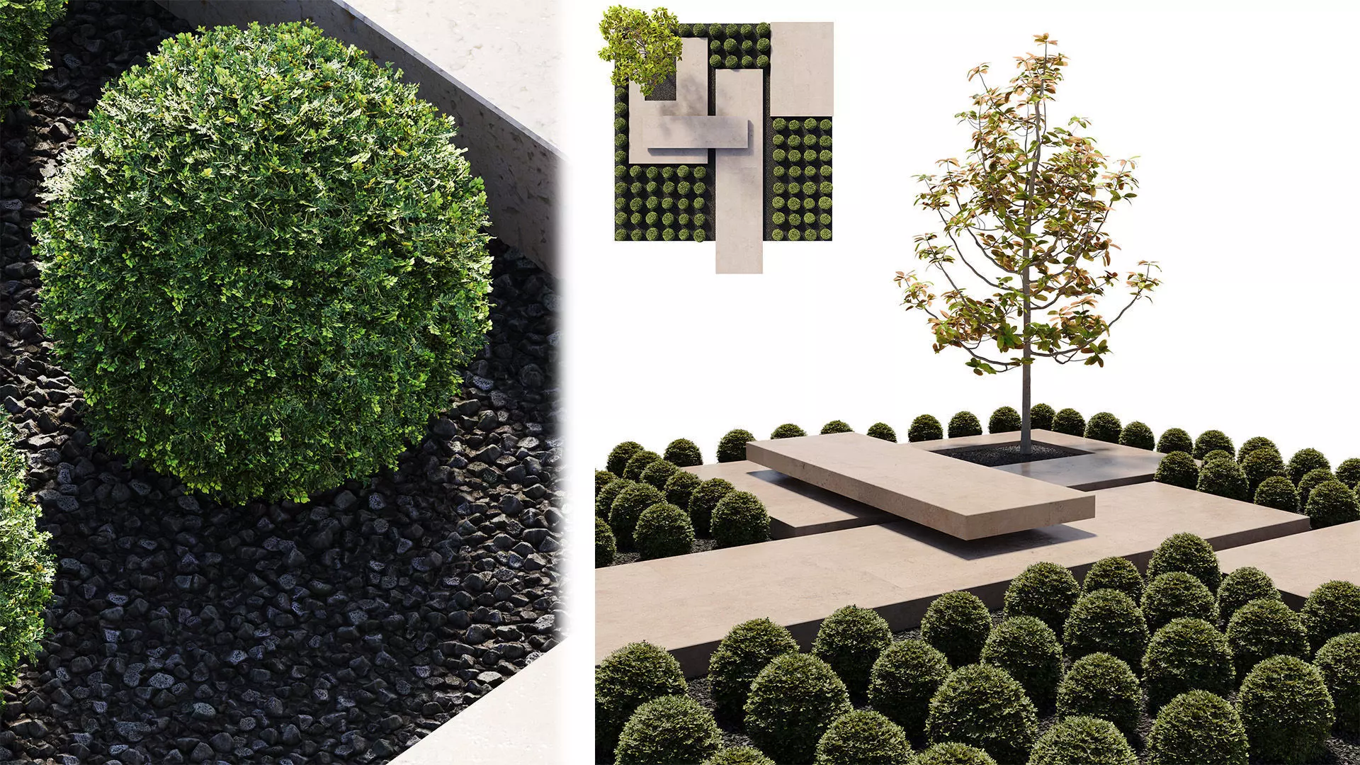 Modern Courtyard 01 - ChaosScatter - PBR - MidPoly Low-poly 3D model