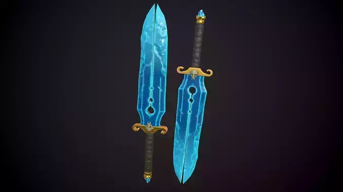 Stylized Crystal Sword Low-poly 3D model