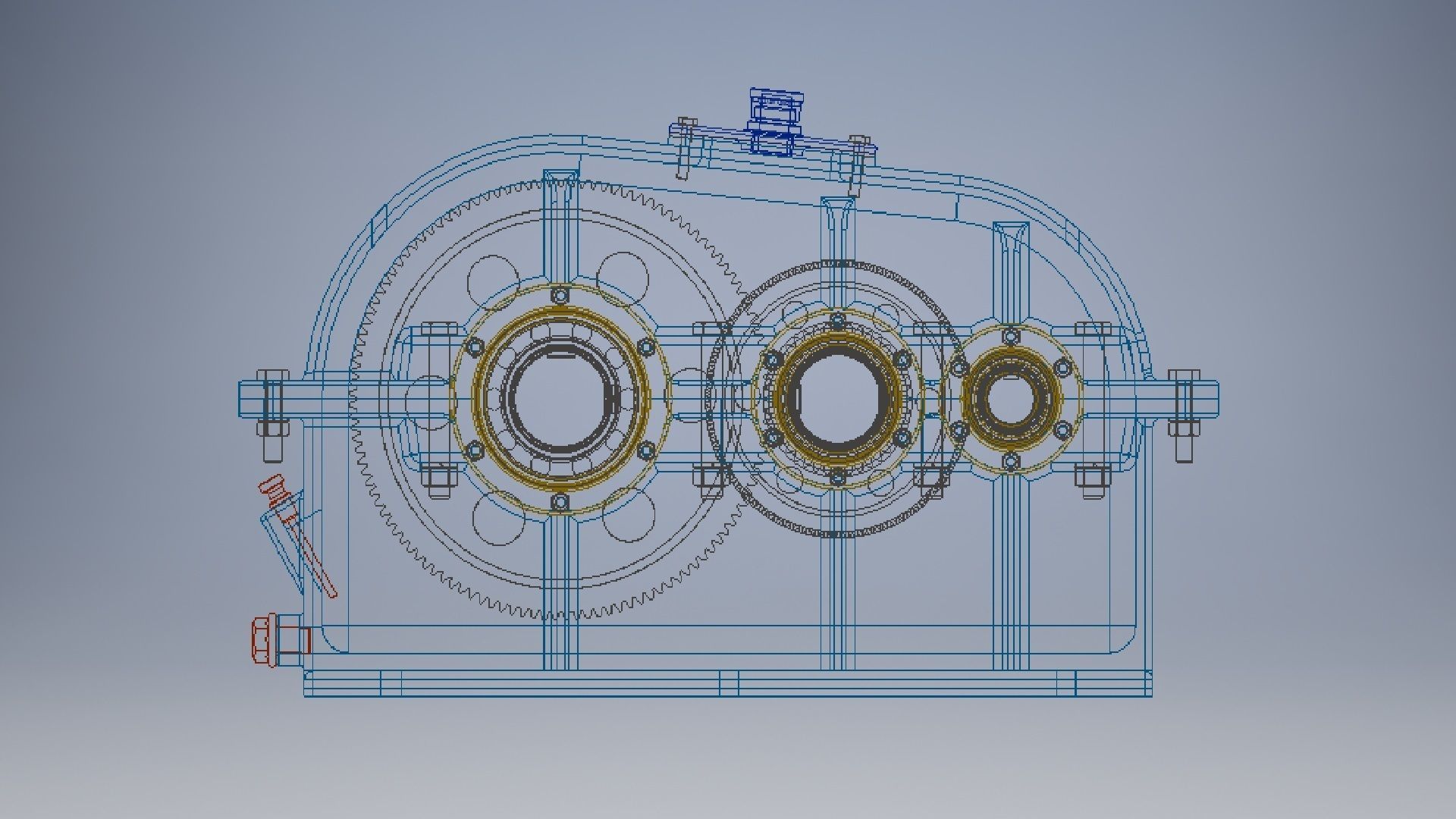 Two steps reduce gearbox  3D model_14