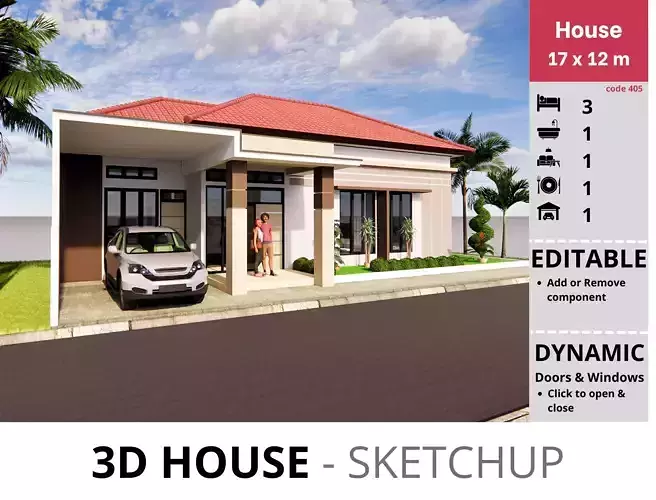 House 17x12m code 405 - Sketchup