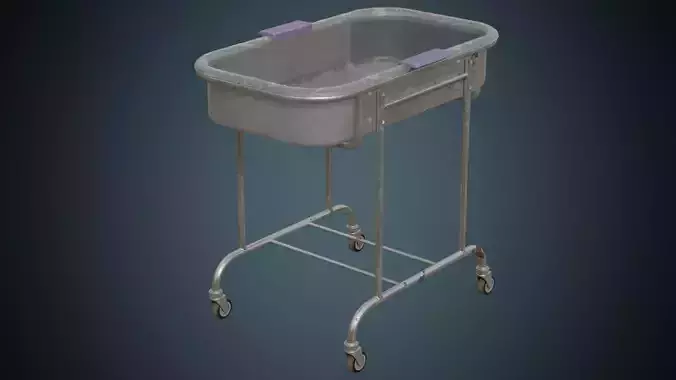 Baby Bed Trolley 1B Low-poly 3D model