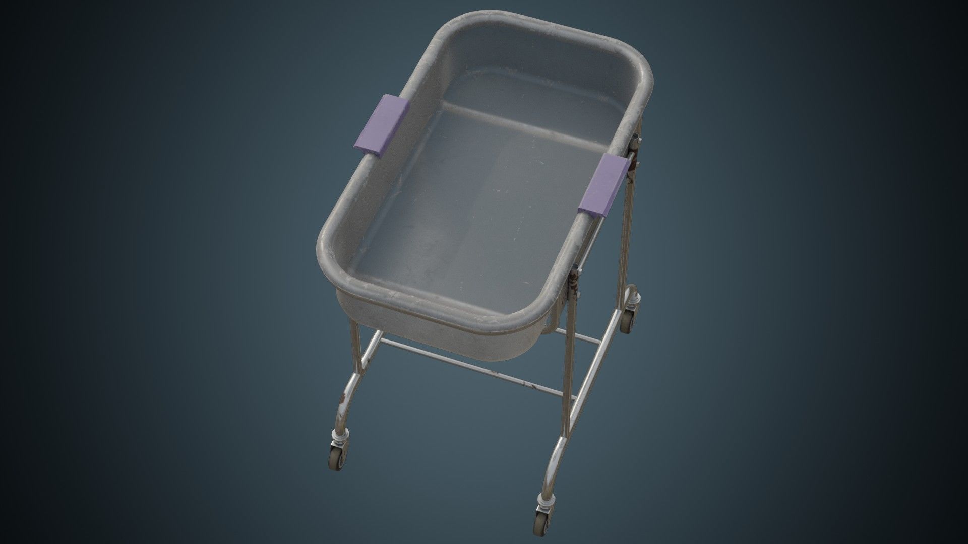 Baby Bed Trolley 1B Low-poly 3D model_2