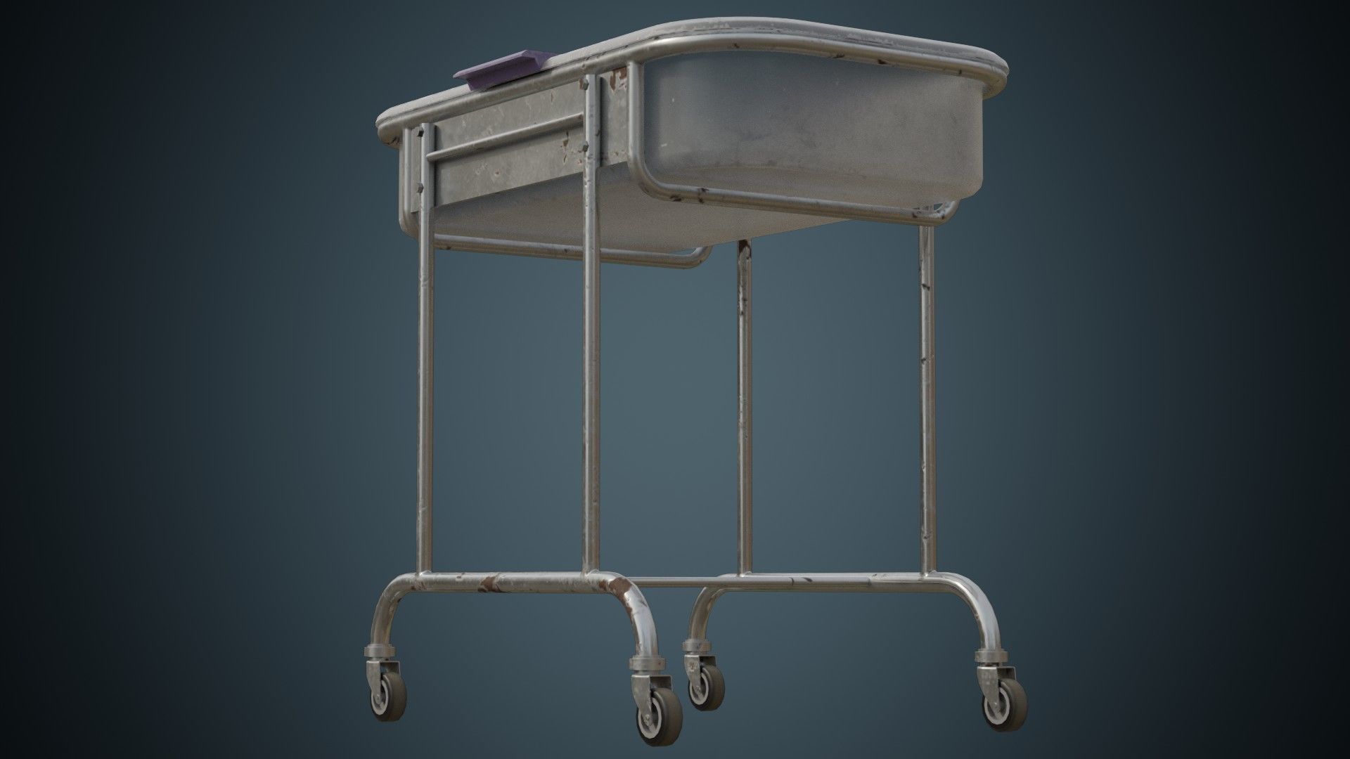 Baby Bed Trolley 1B Low-poly 3D model_3