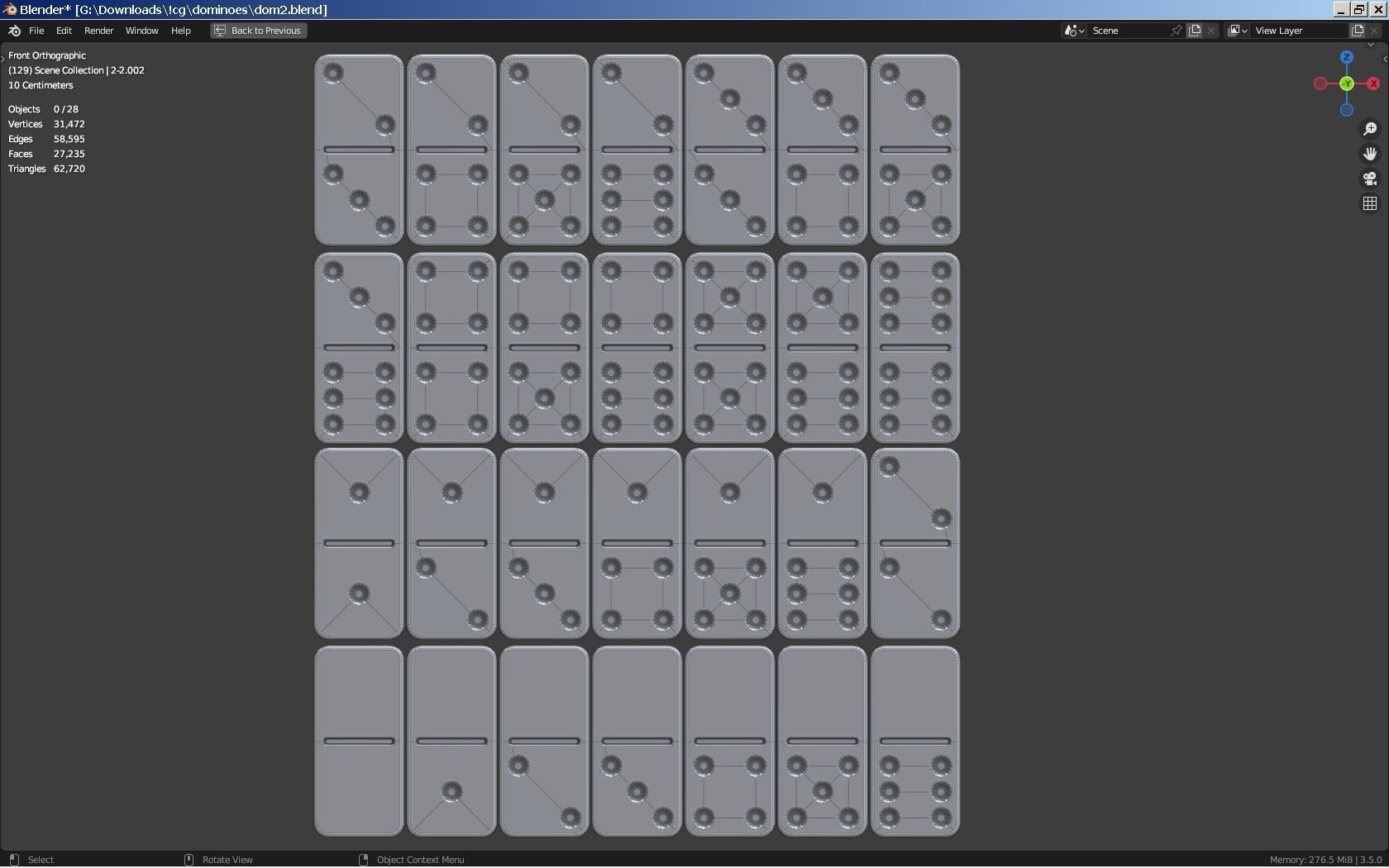Set of 28 dominoes and a box 3D model_2