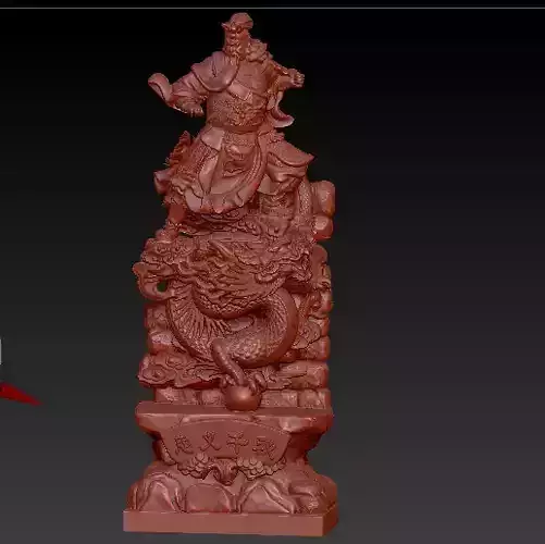 chinese warrior statue with dragon - QUAN CONG RONG