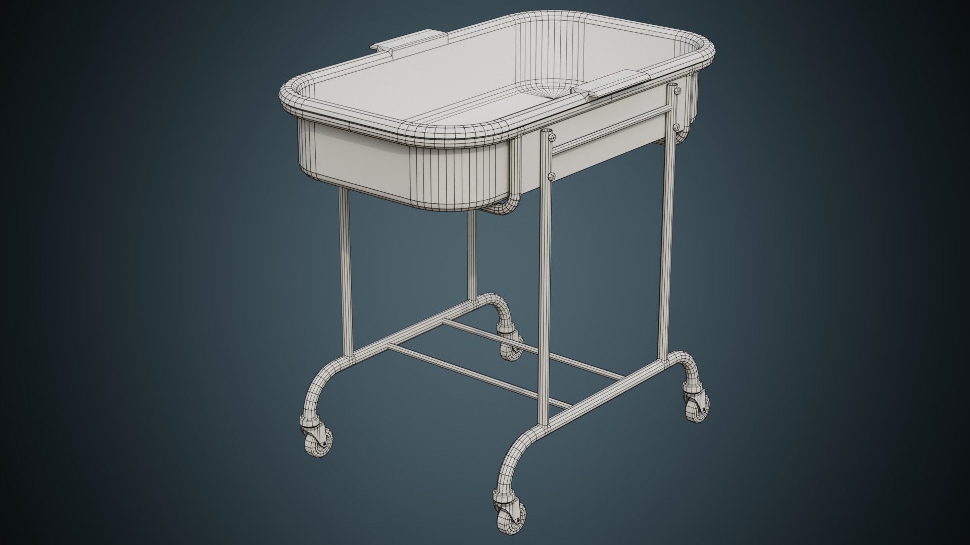 Baby Bed Trolley 1 Basic Low-poly 3D model_5