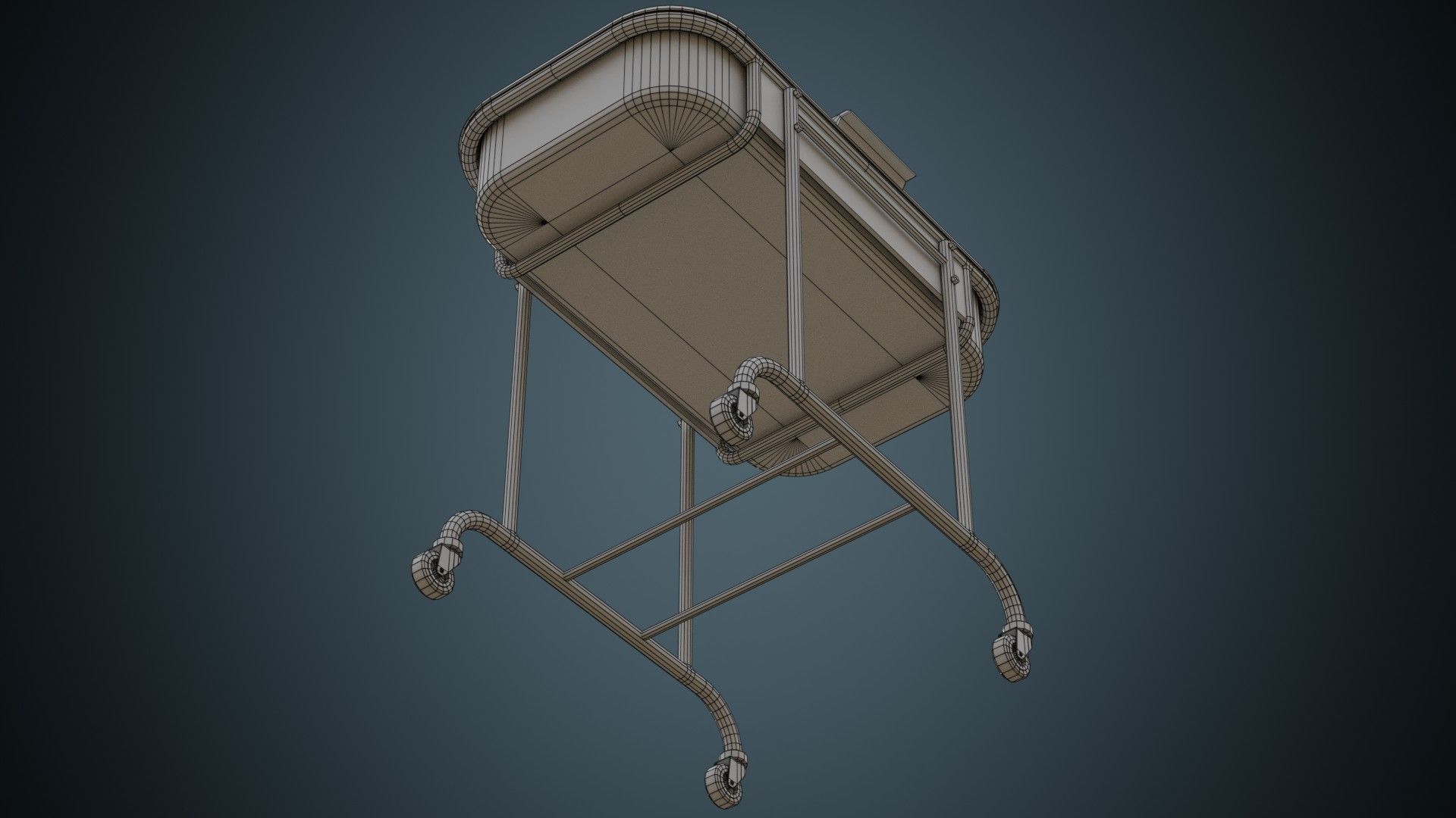 Baby Bed Trolley 1 Basic Low-poly 3D model_6