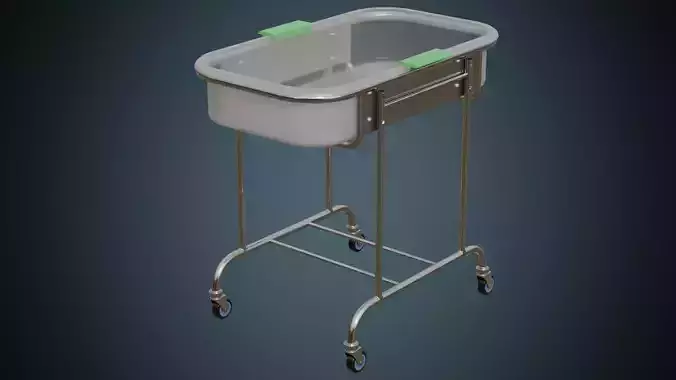 Baby Bed Trolley 1 Basic Low-poly 3D model