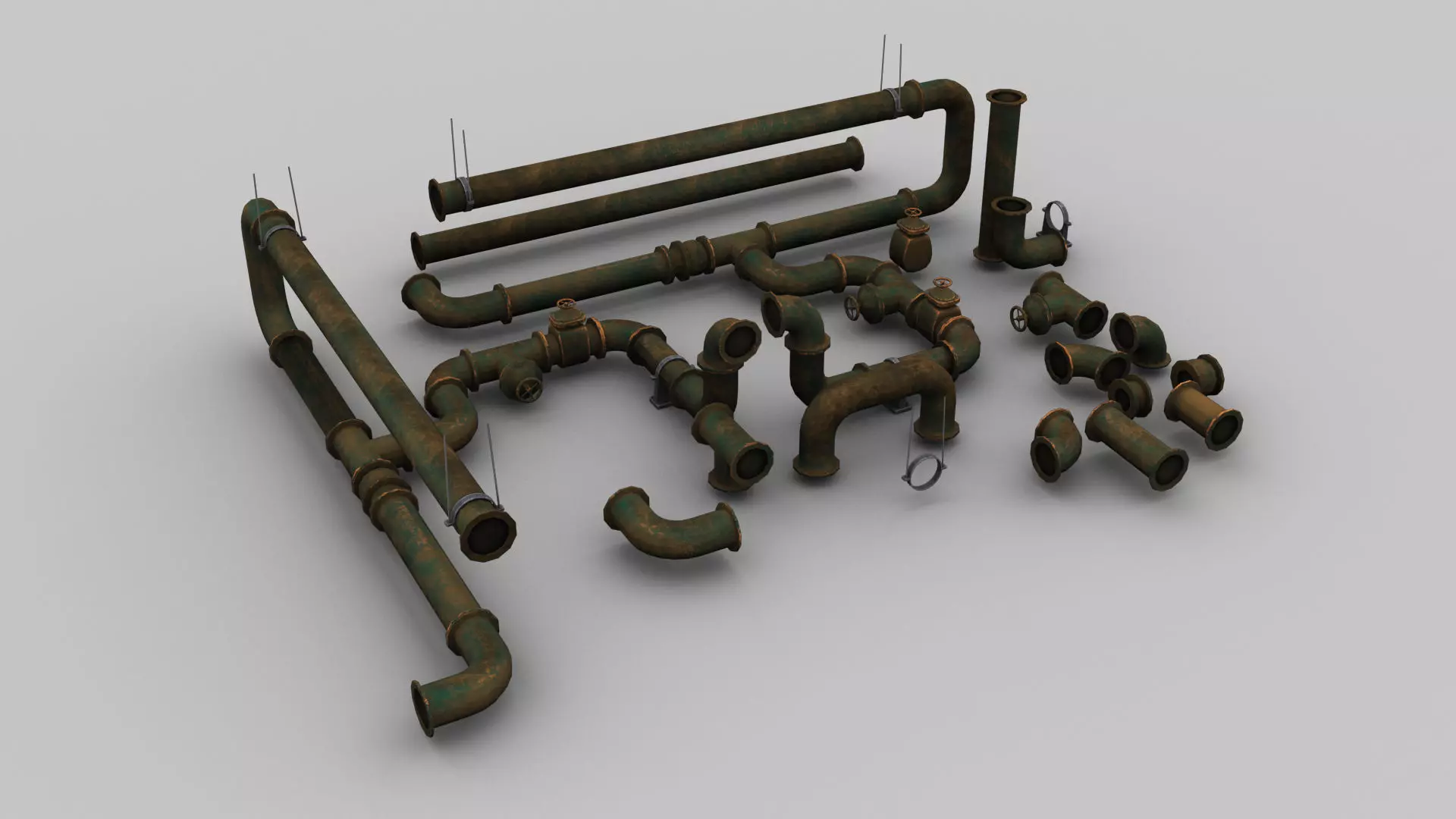 Pipe Set Lowpoly Low-poly 3D model_0
