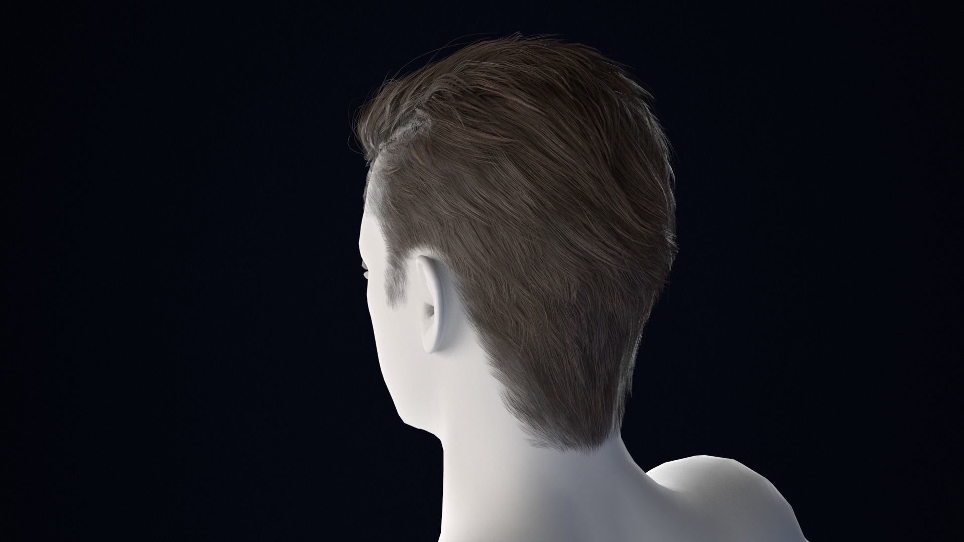 Realistic Male Hair Low-poly 3D model_2