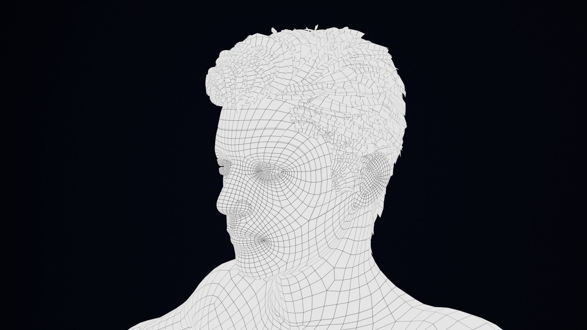 Realistic Male Hair Low-poly 3D model_4
