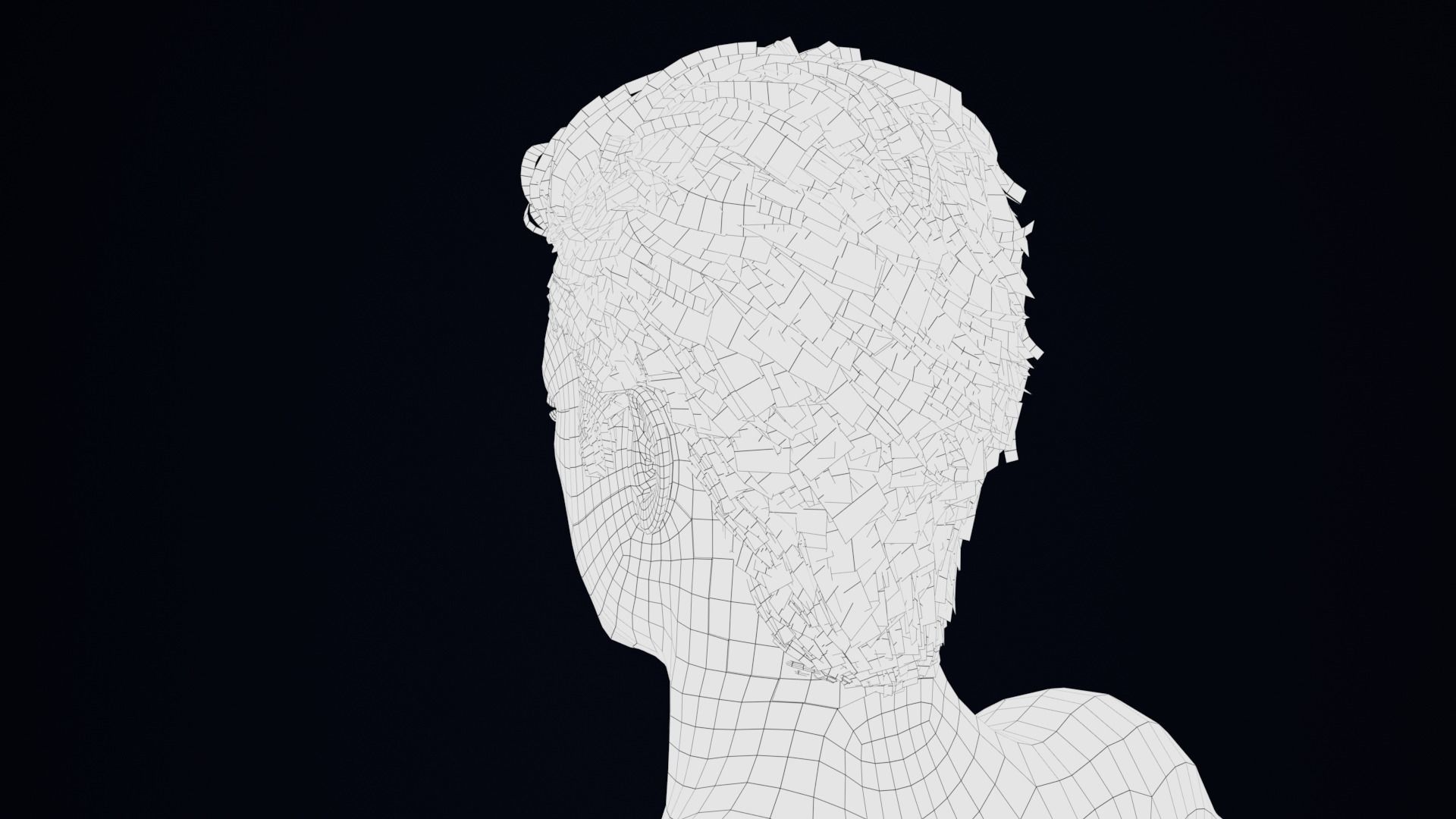 Realistic Male Hair Low-poly 3D model_5