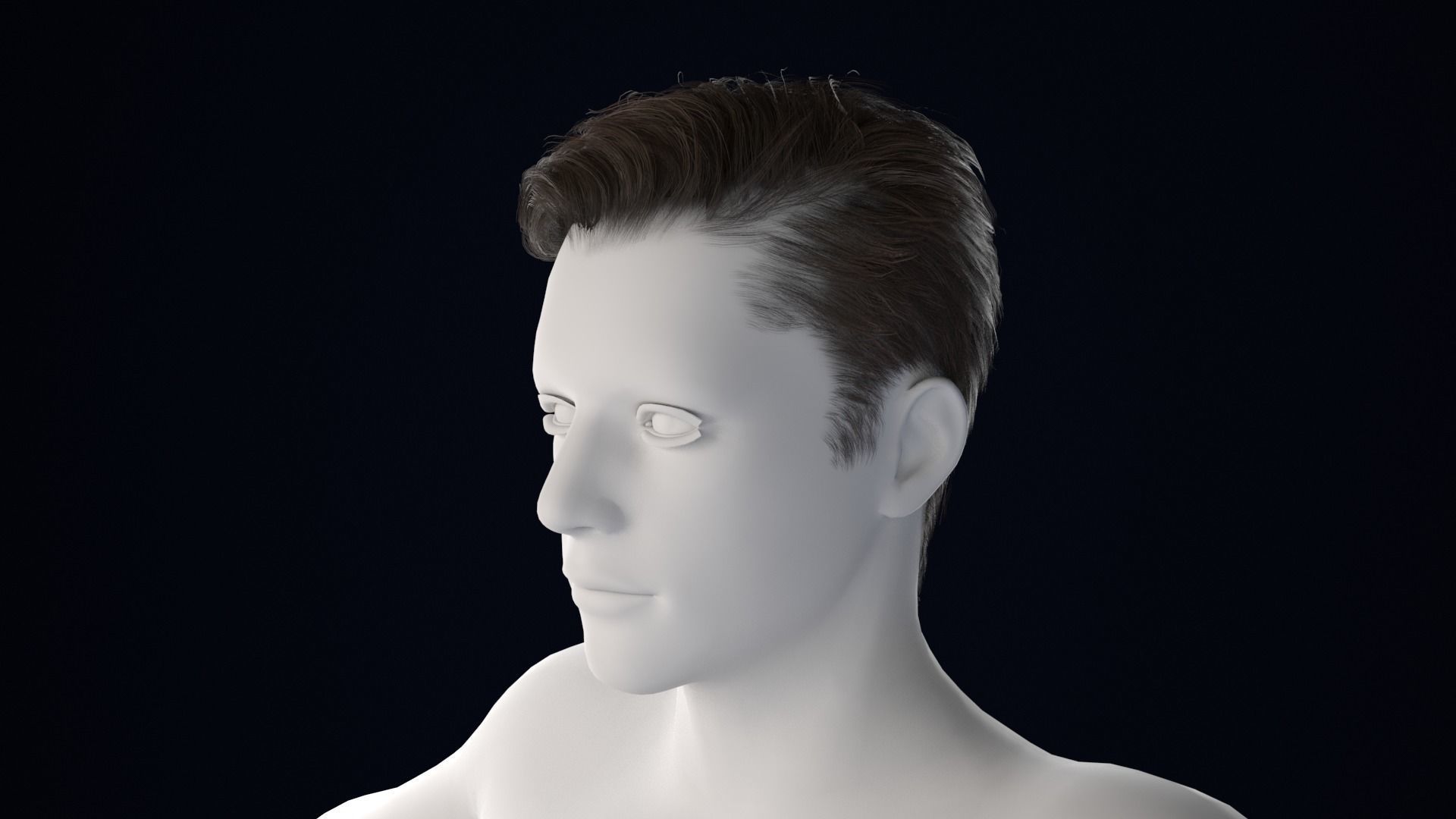 Realistic Male Hair Low-poly 3D model_1
