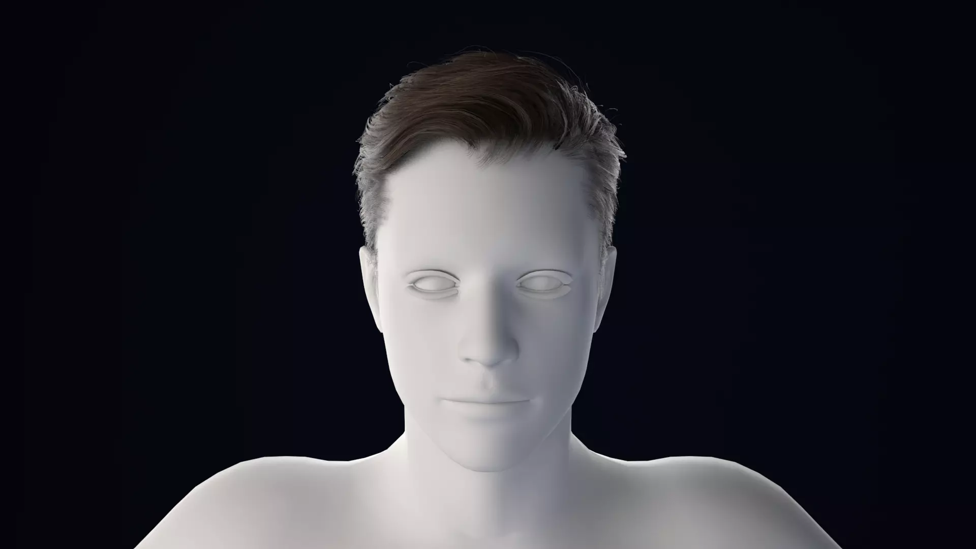 Realistic Male Hair Low-poly 3D model_0