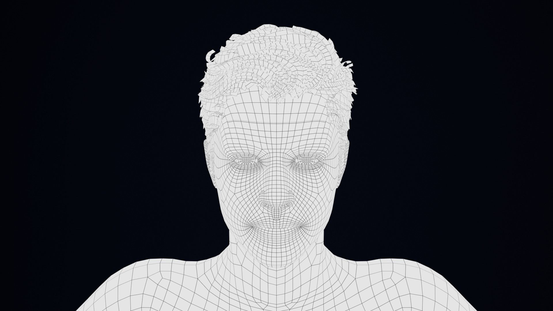 Realistic Male Hair Low-poly 3D model_3