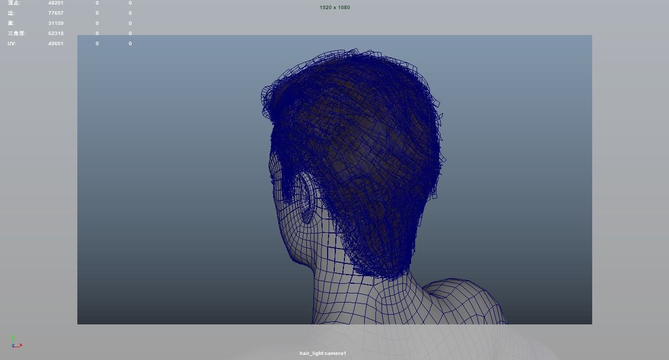 Realistic Male Hair Low-poly 3D model_8