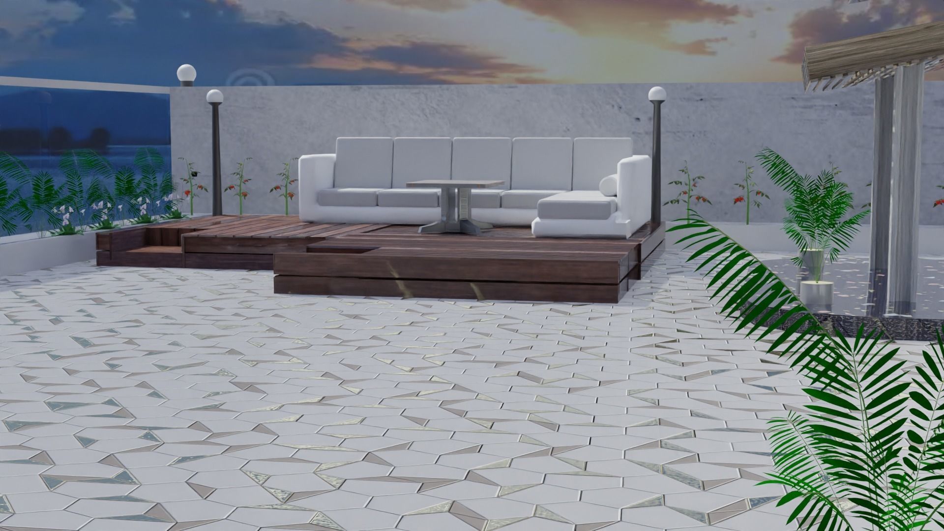 Backyard design 3D modeling 3D model_1