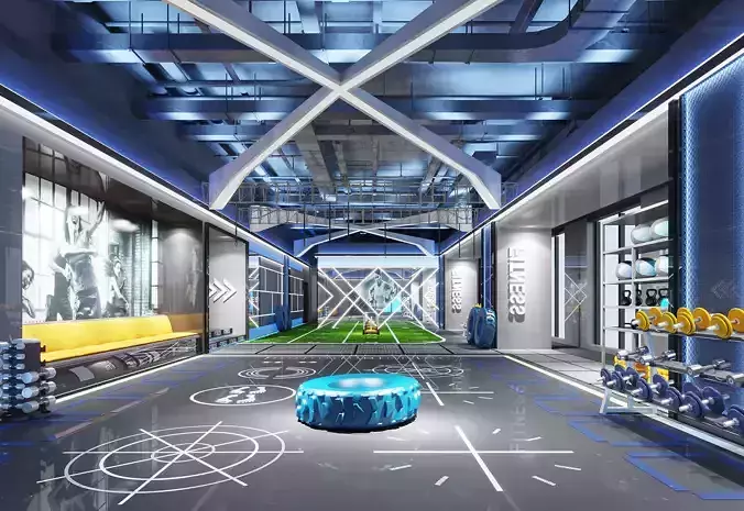gymnasium gym with exercise machines  3D model 3D model