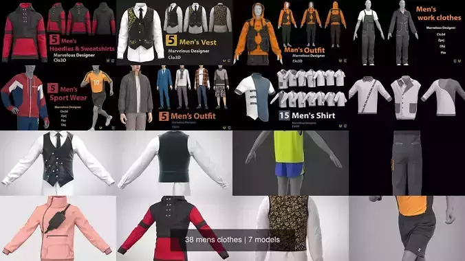 38 mens clothes 3D Model Collection