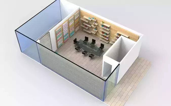 3D Design Showroom Model for Visual Purpose 