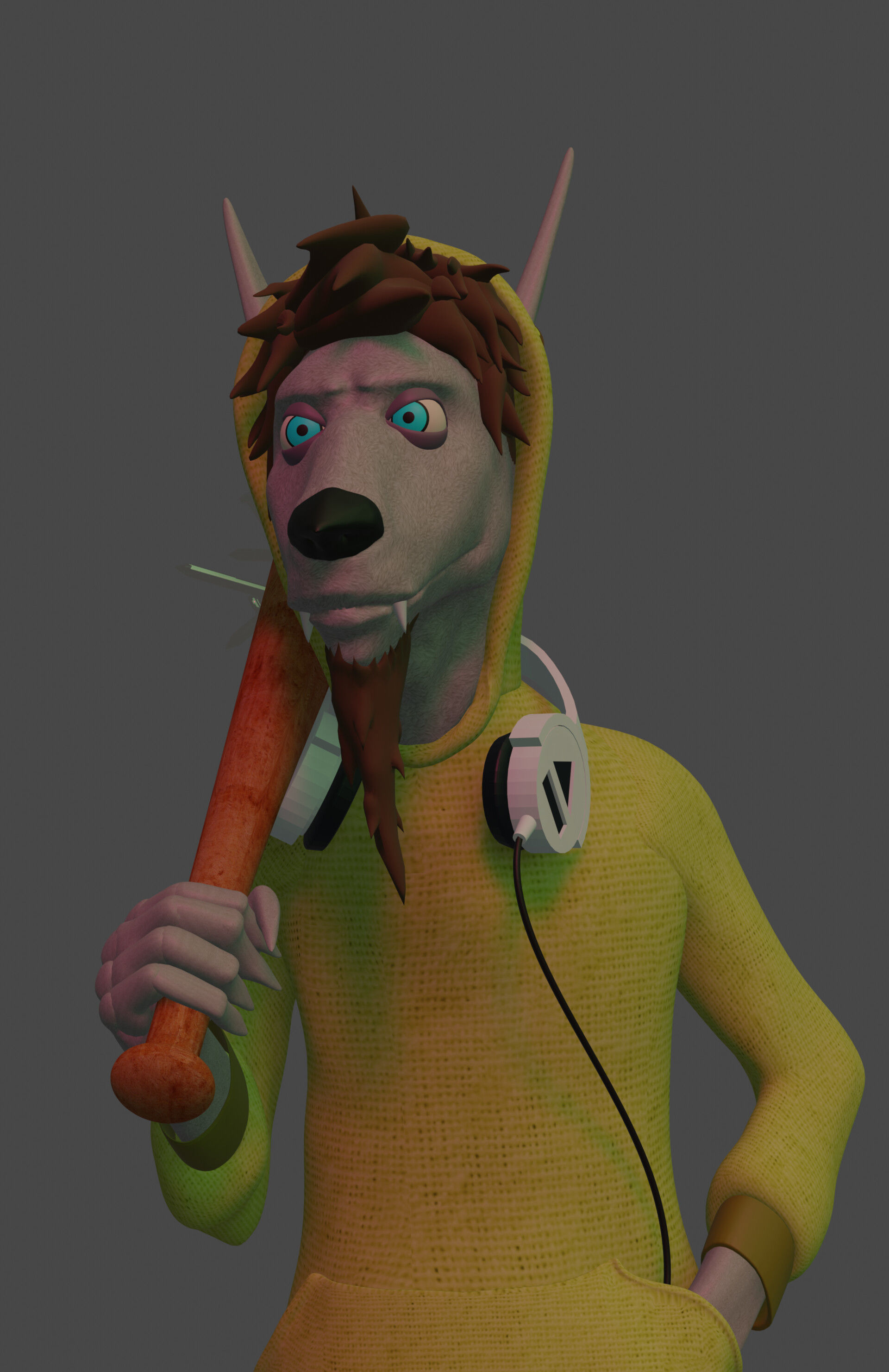 vagrant wolf Low-poly 3D model_6