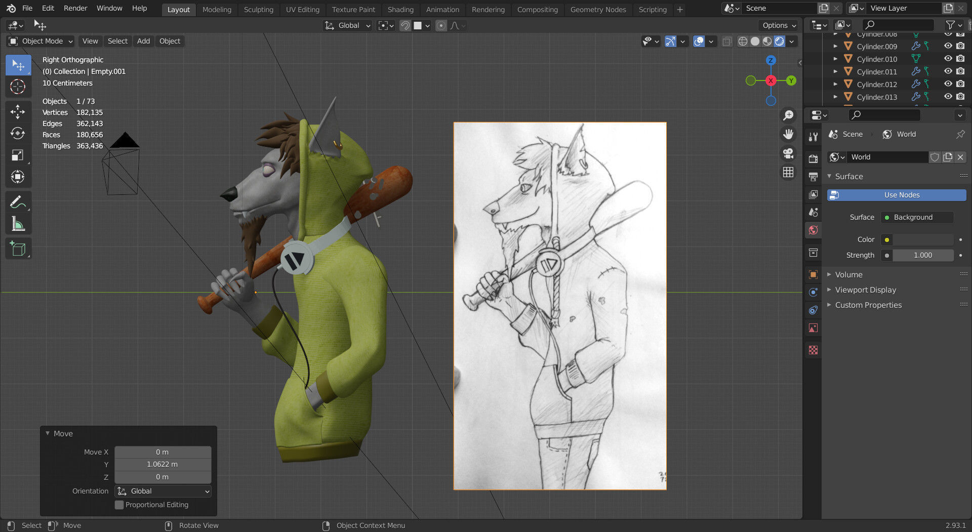 vagrant wolf Low-poly 3D model_7