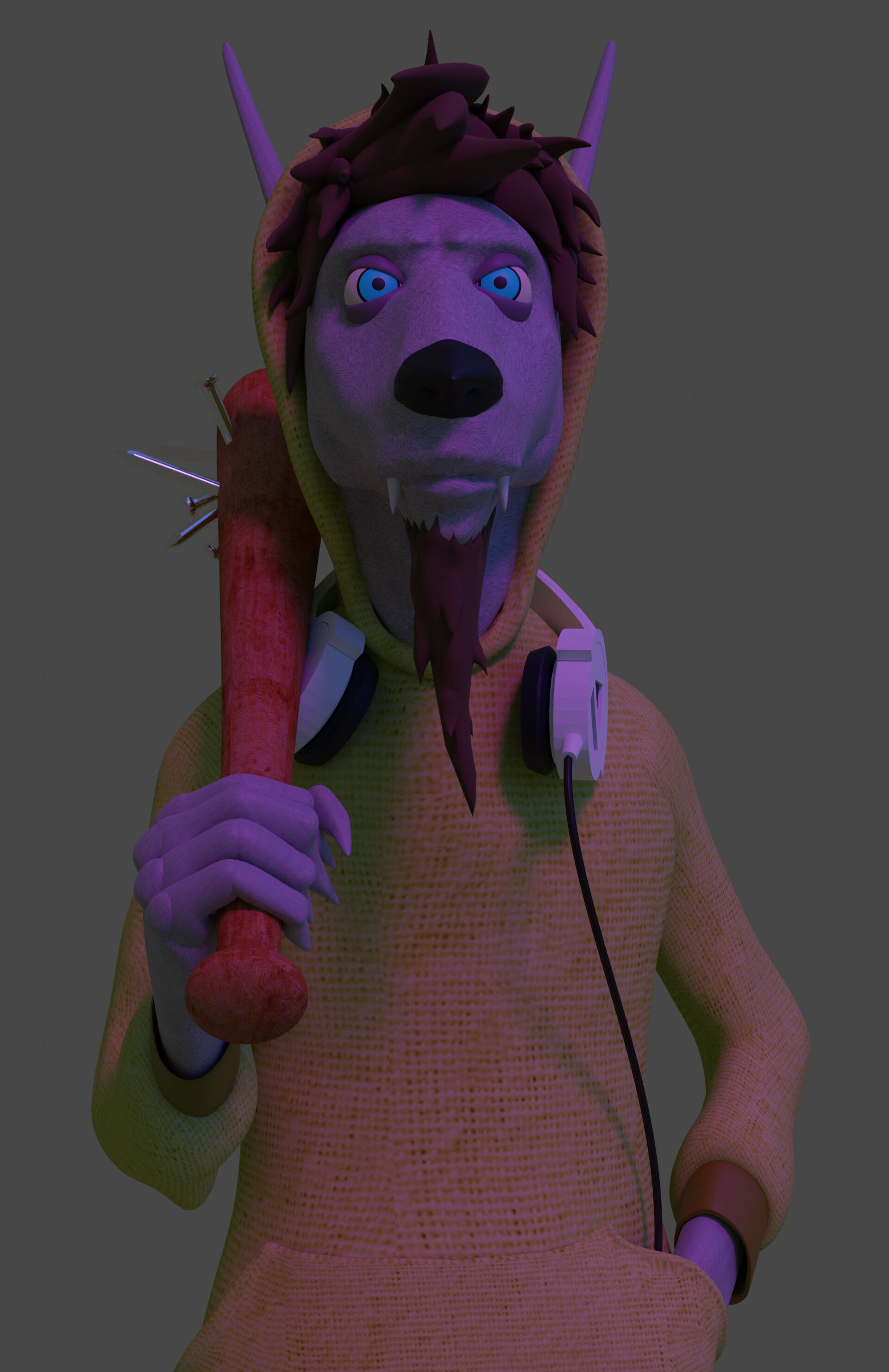 vagrant wolf Low-poly 3D model_5