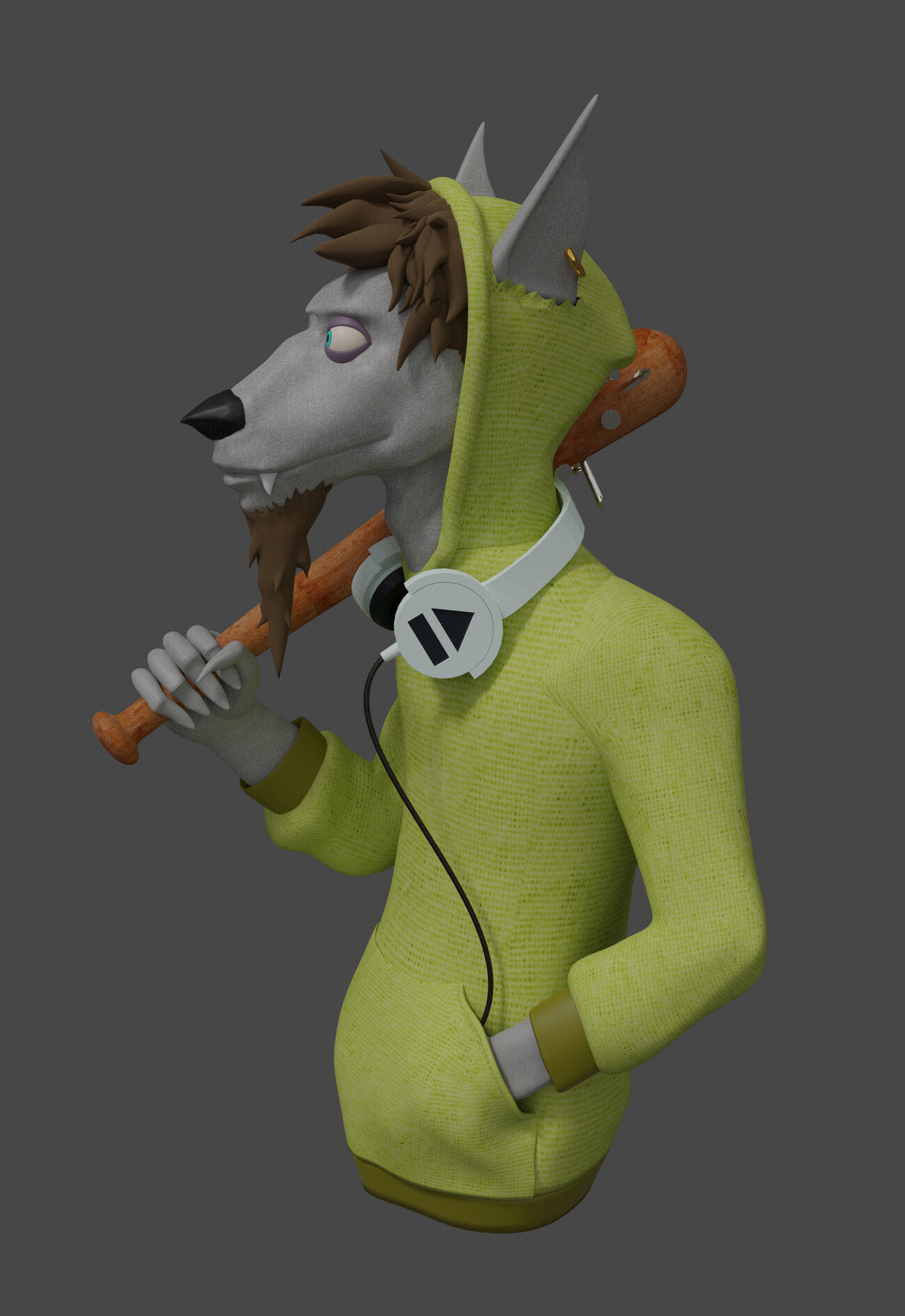 vagrant wolf Low-poly 3D model_4