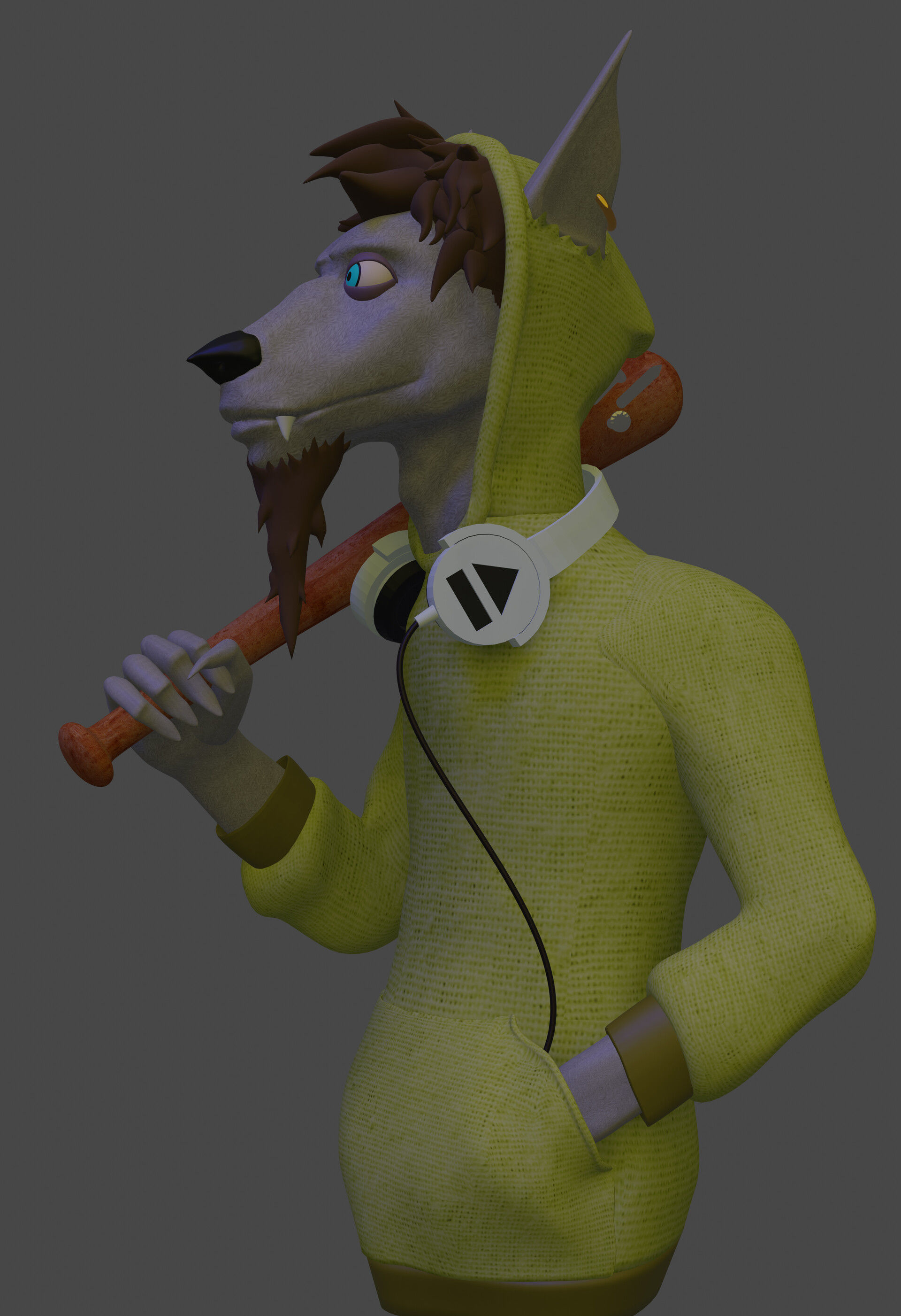 vagrant wolf Low-poly 3D model_2