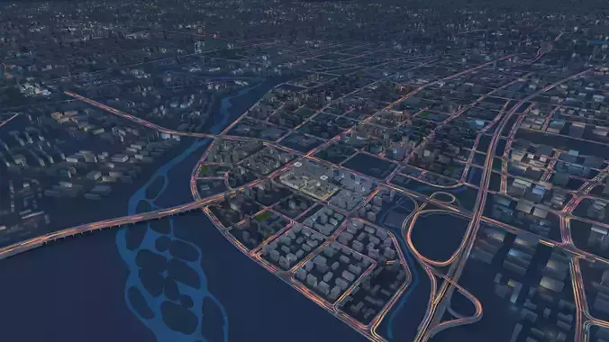 Urban Planning Night Scene Animation