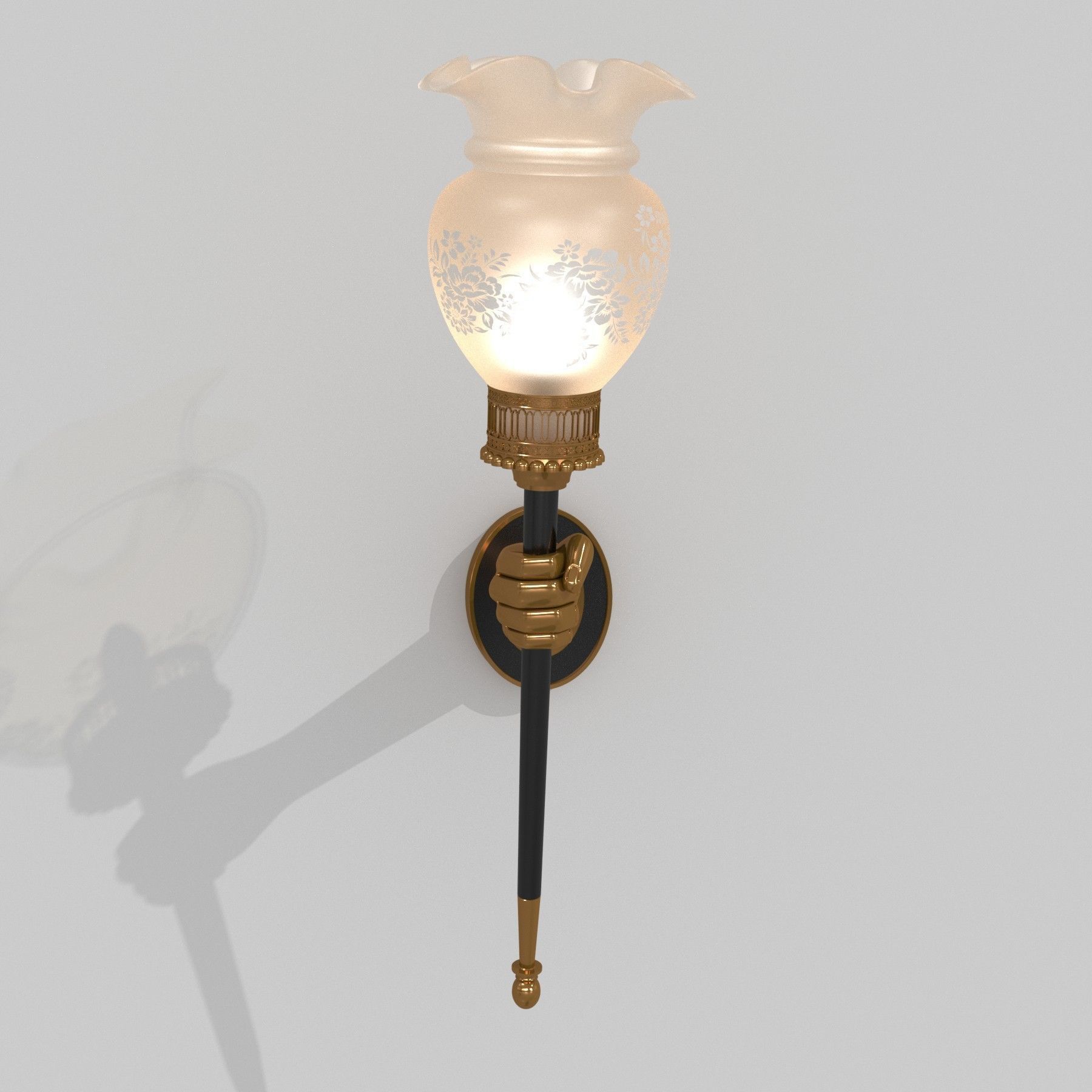 BRONZE TORCHIERE SCONCE  HAND MOTIF   MAISON JANSEN  FRANCE 1960 3D model_5