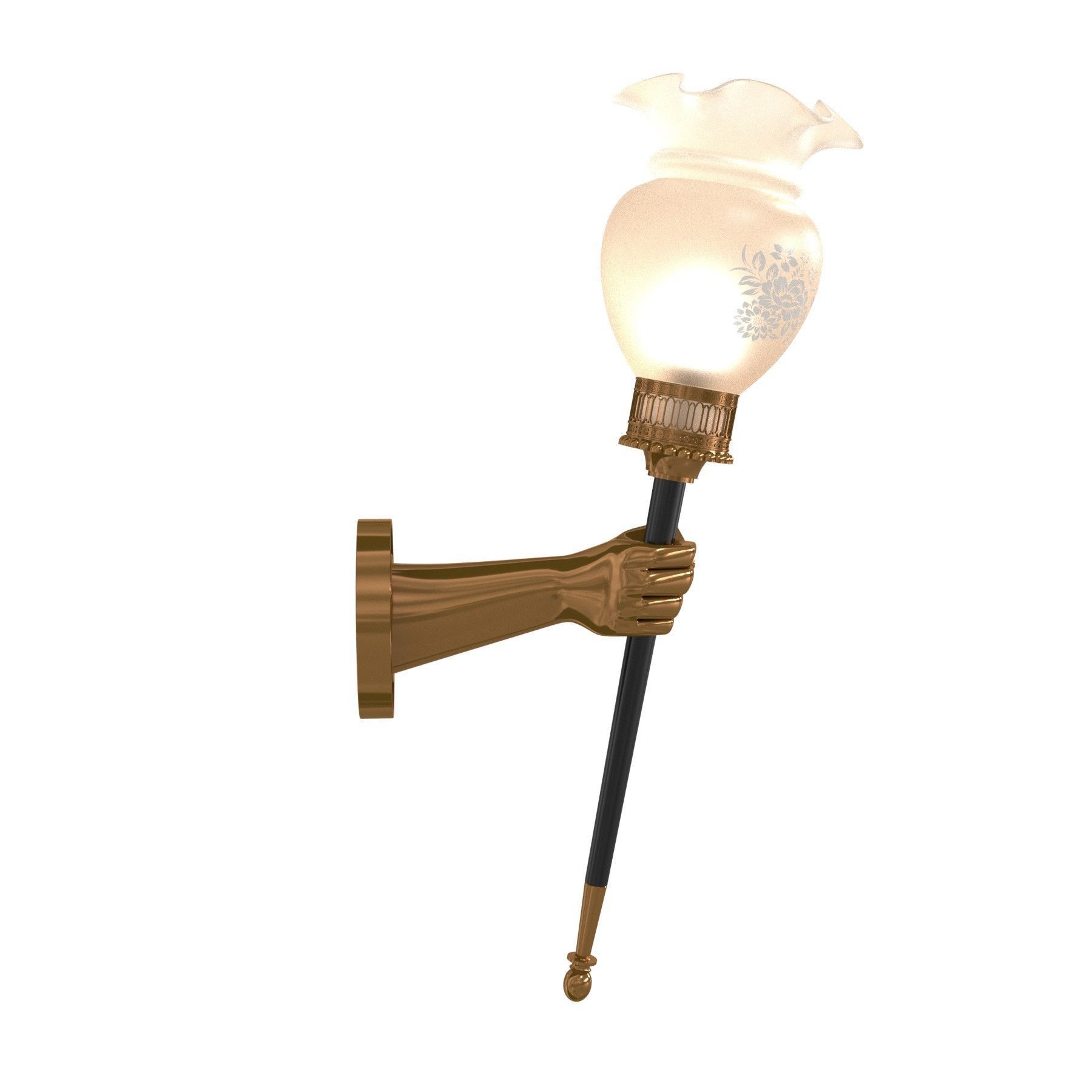 BRONZE TORCHIERE SCONCE  HAND MOTIF   MAISON JANSEN  FRANCE 1960 3D model_10