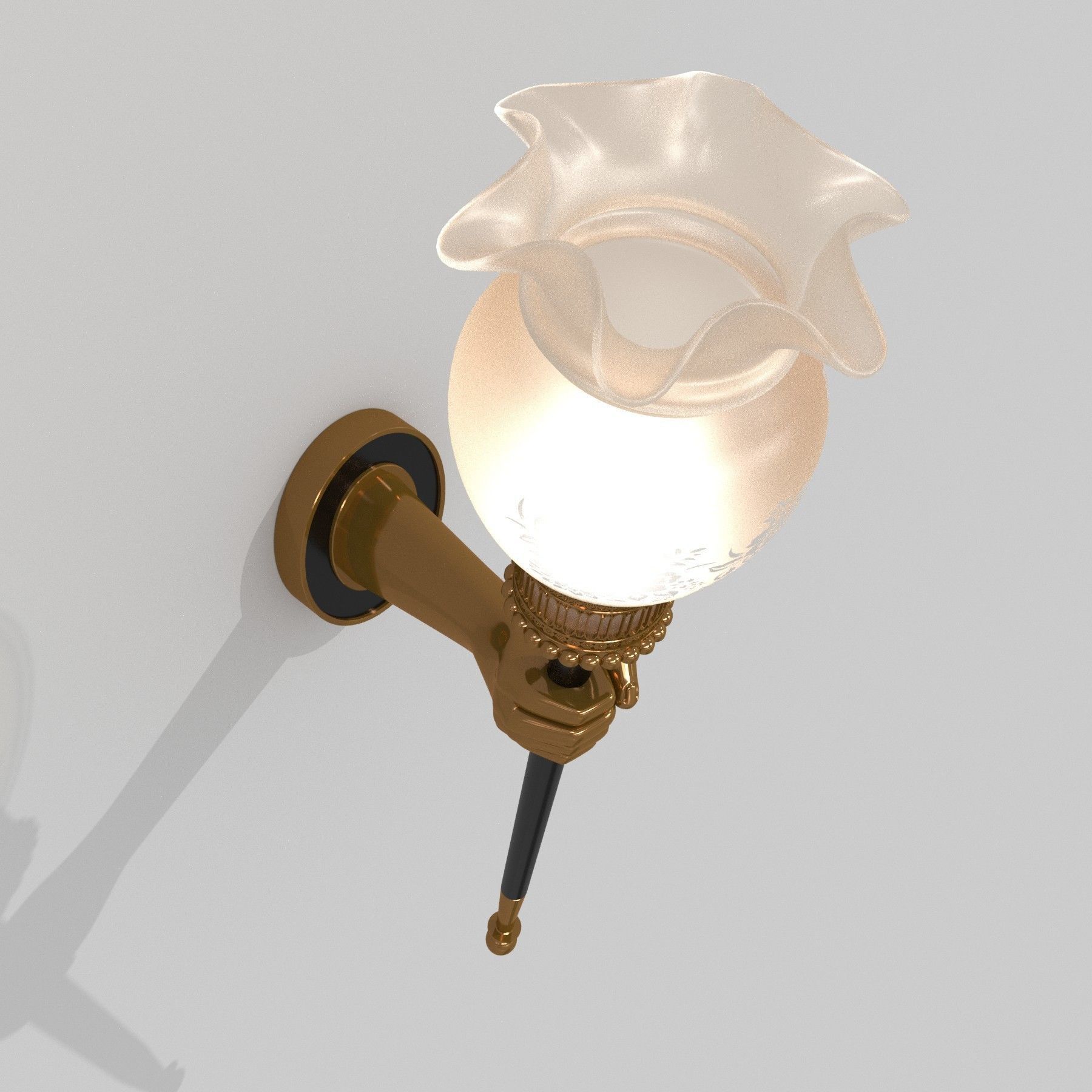 BRONZE TORCHIERE SCONCE  HAND MOTIF   MAISON JANSEN  FRANCE 1960 3D model_4