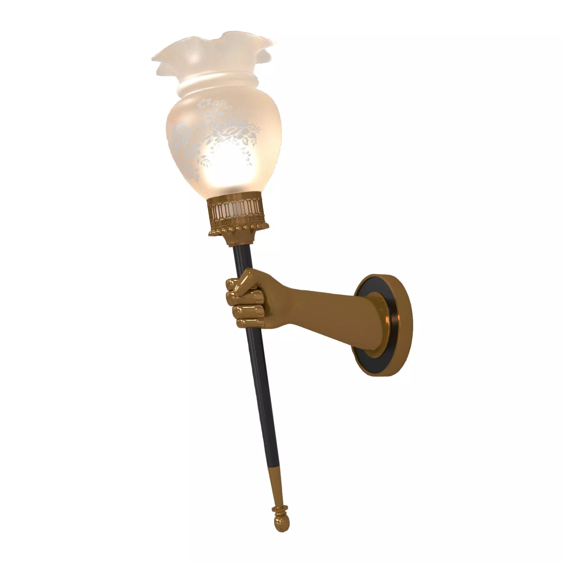 BRONZE TORCHIERE SCONCE  HAND MOTIF   MAISON JANSEN  FRANCE 1960 3D model_0