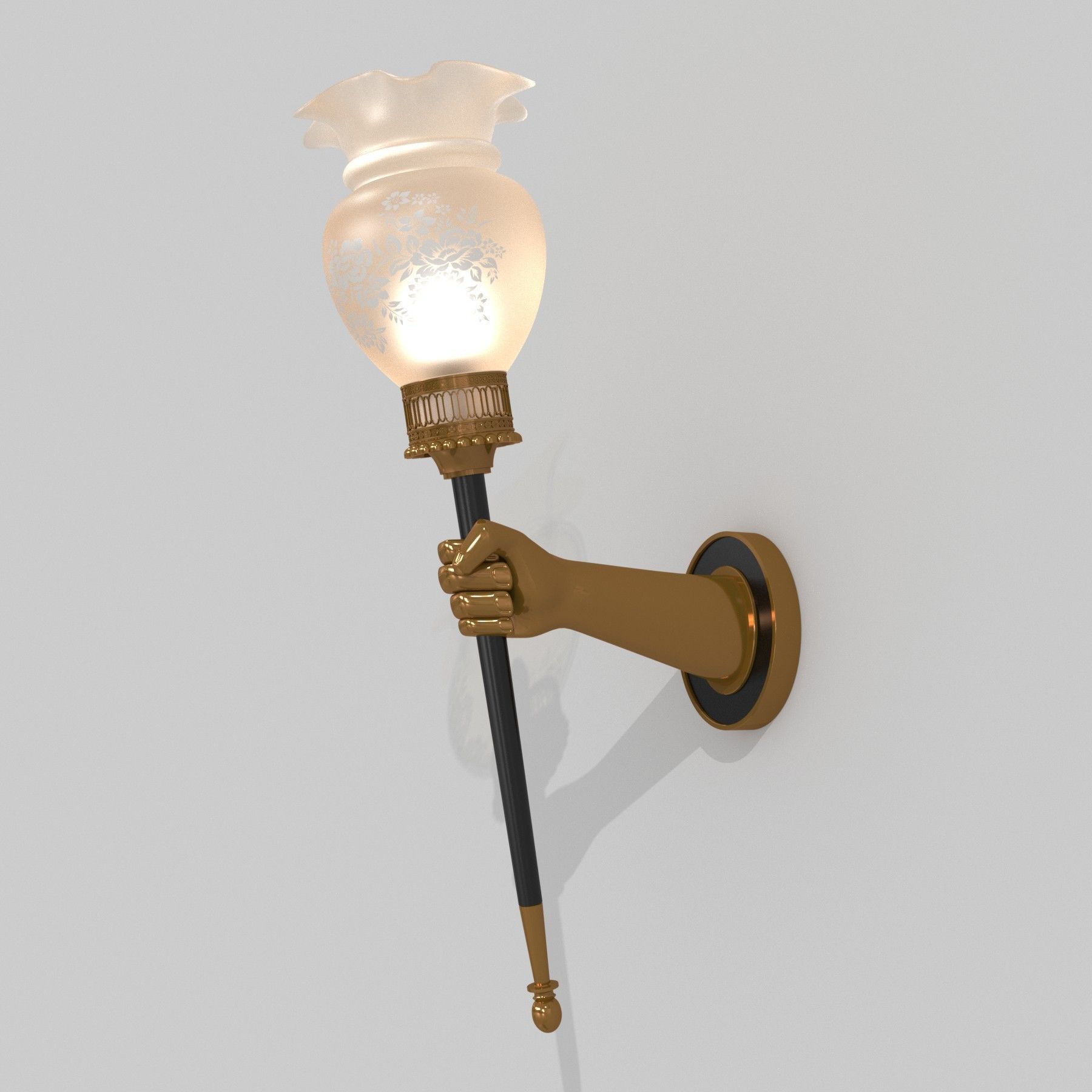 BRONZE TORCHIERE SCONCE  HAND MOTIF   MAISON JANSEN  FRANCE 1960 3D model_1