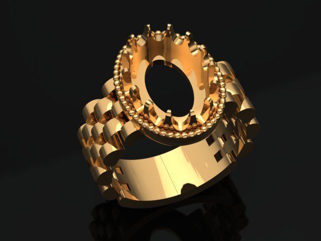 linked shank oval ring  3D print model_11
