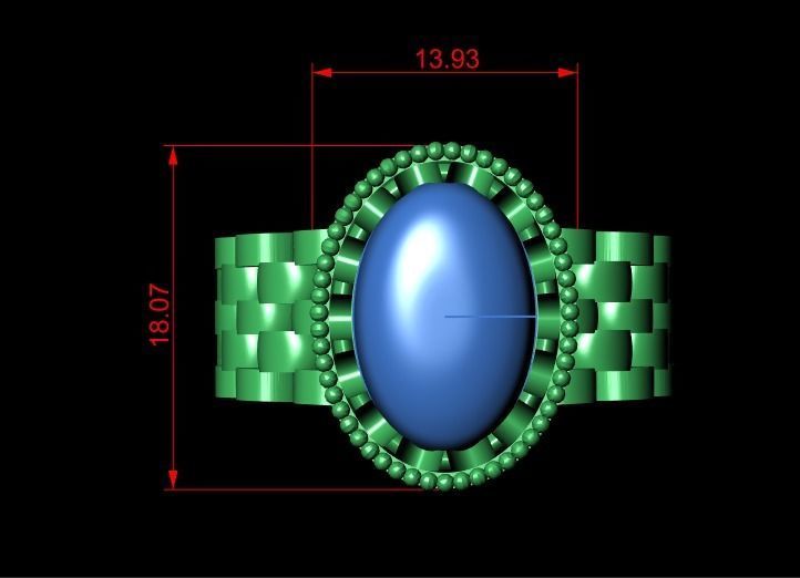 linked shank oval ring  3D print model_4
