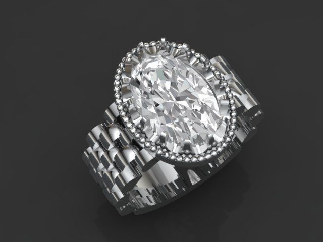 linked shank oval ring  3D print model_2