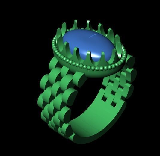 linked shank oval ring  3D print model_10