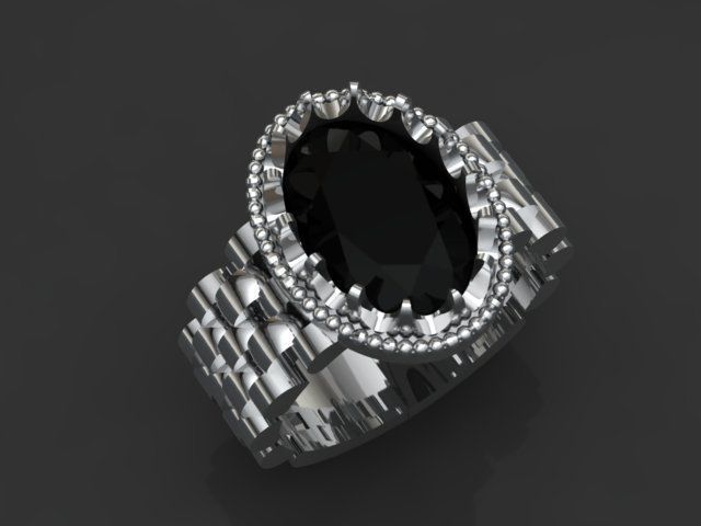 linked shank oval ring  3D print model_1