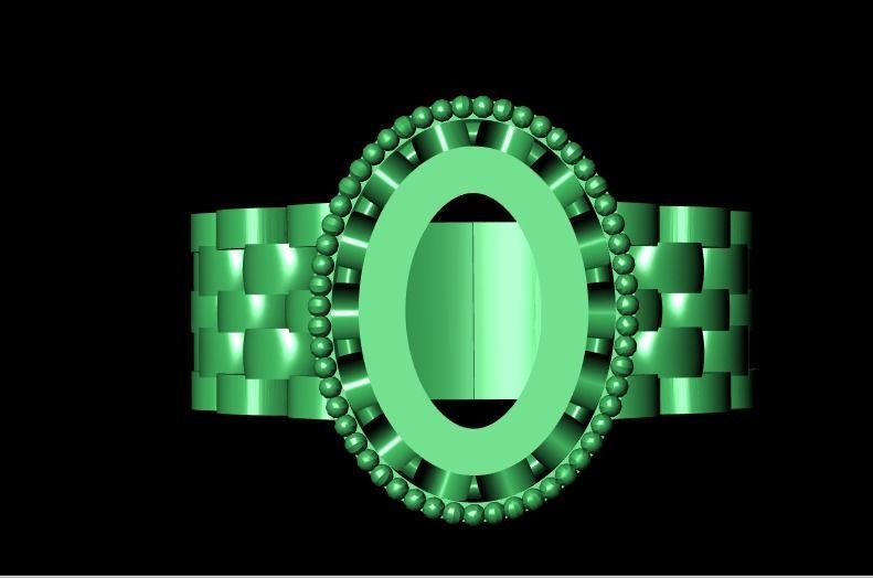 linked shank oval ring  3D print model_9