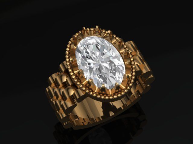 linked shank oval ring  3D print model_17