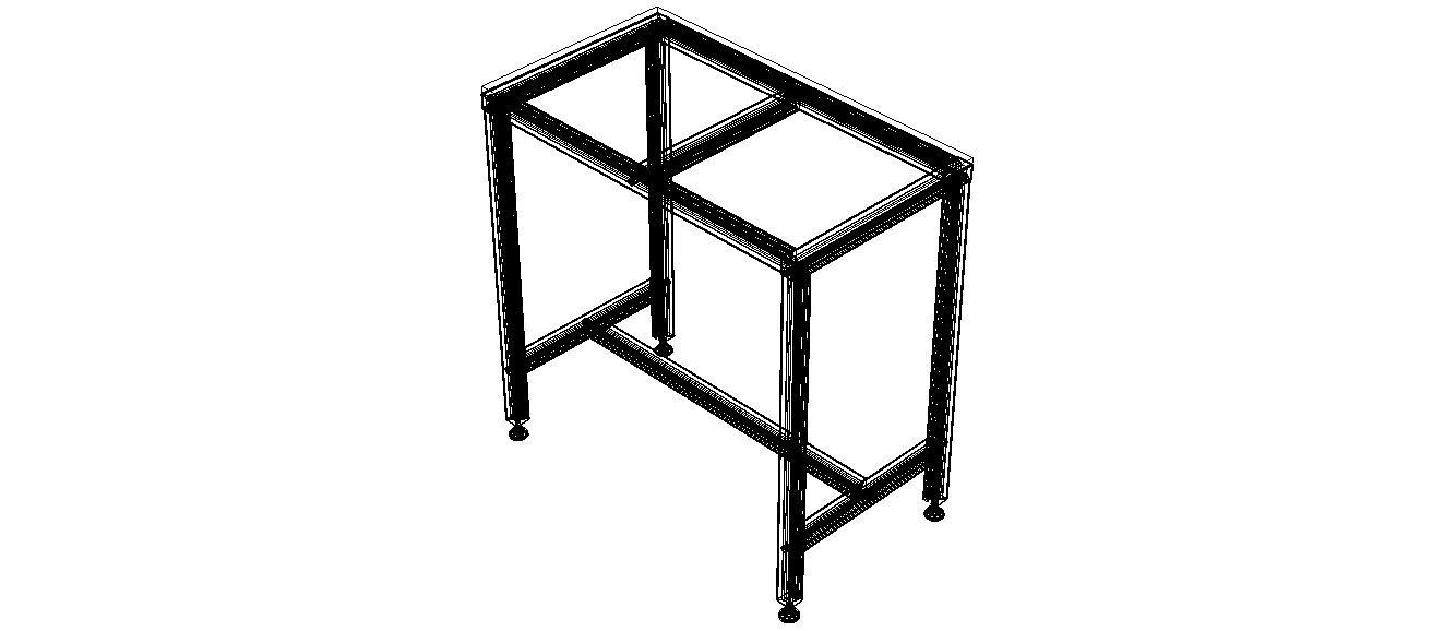 900x500 Single Open T-Slots Bench 3D model_8
