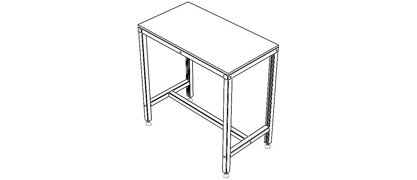 900x500 Single Open T-Slots Bench 3D model_6