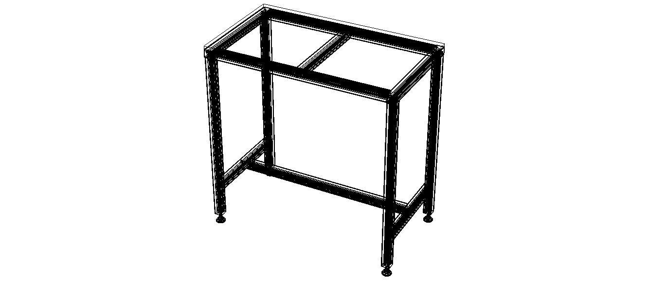 900x500 Single Open T-Slots Bench 3D model_12