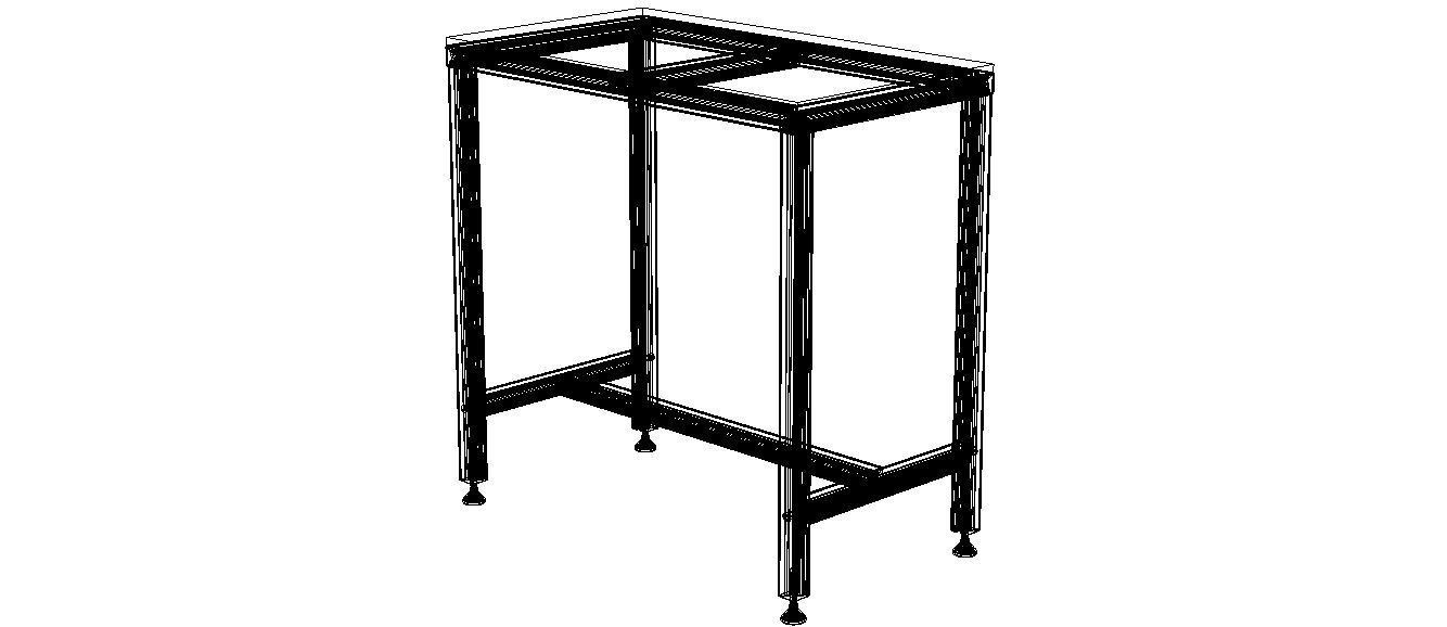 900x500 Single Open T-Slots Bench 3D model_4