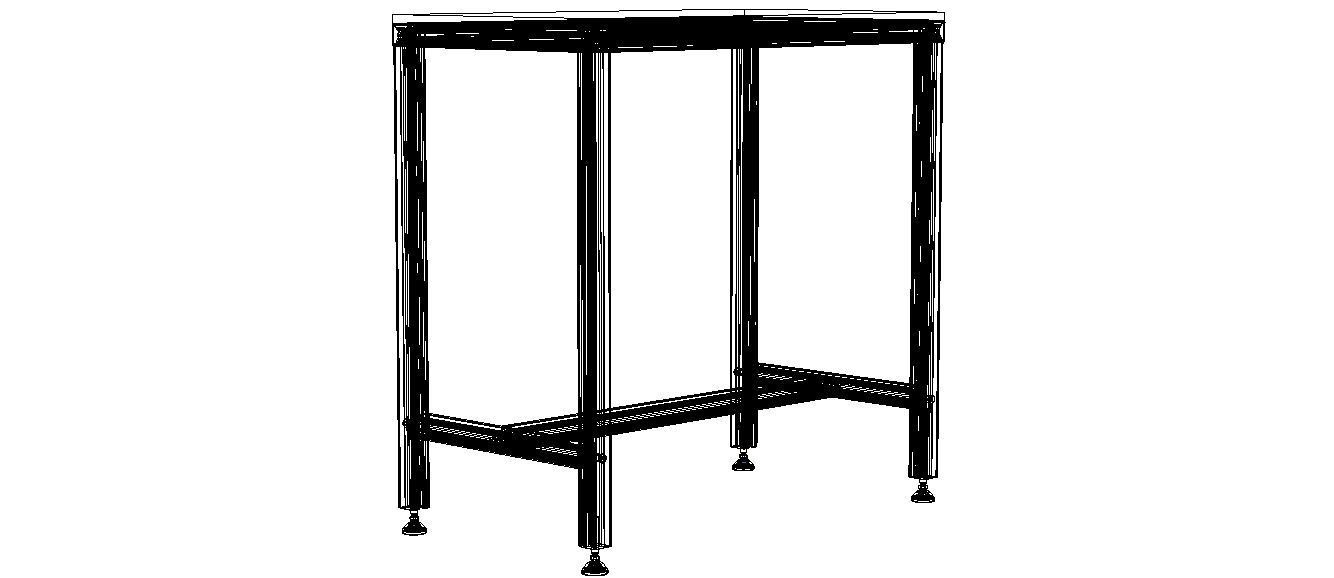 900x500 Single Open T-Slots Bench 3D model_36