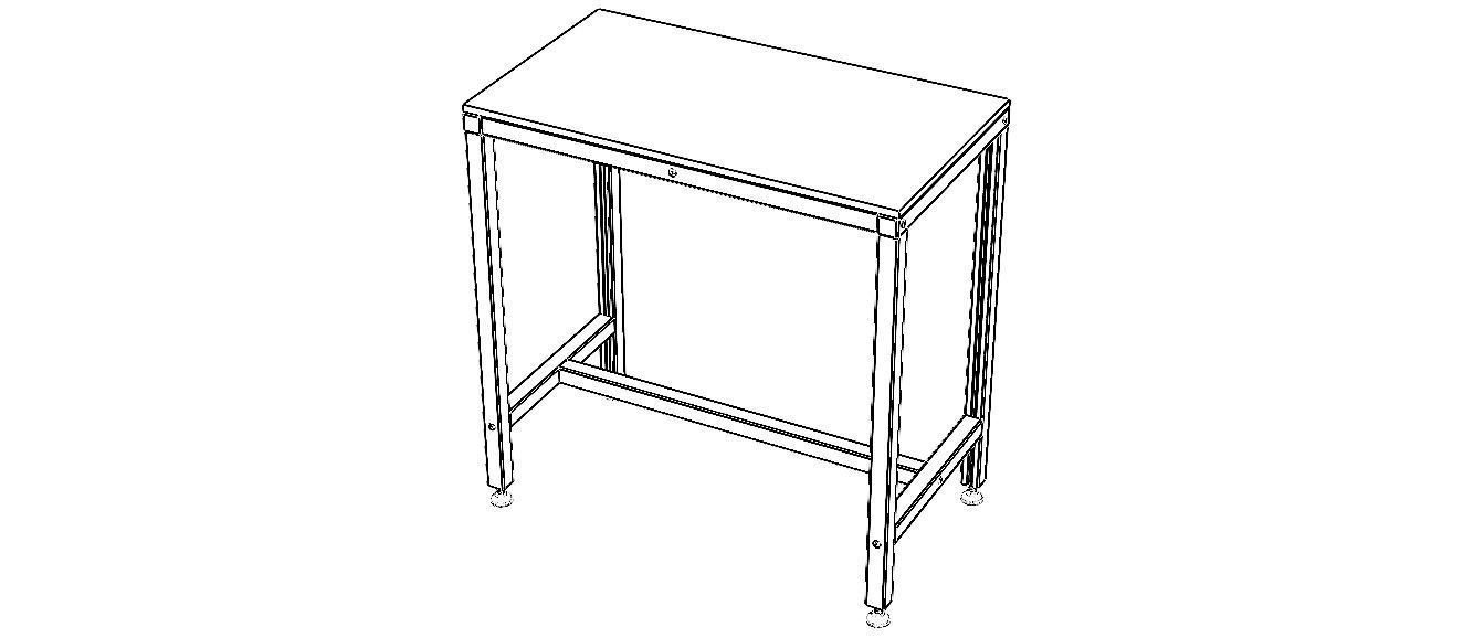 900x500 Single Open T-Slots Bench 3D model_10