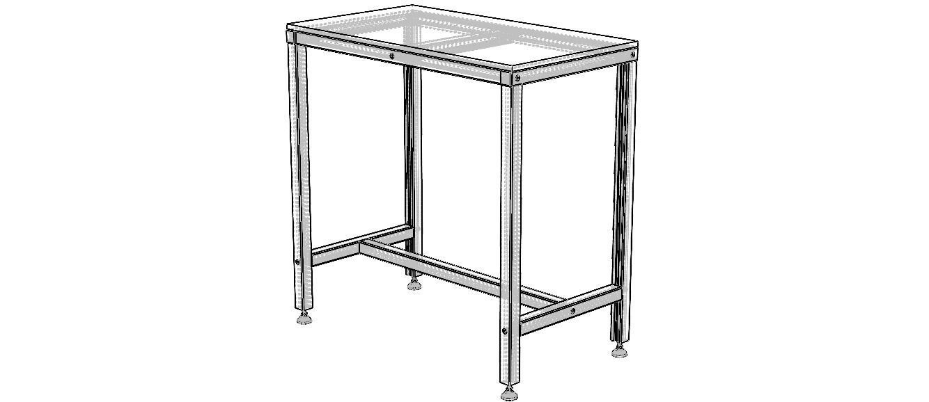 900x500 Single Open T-Slots Bench 3D model_3